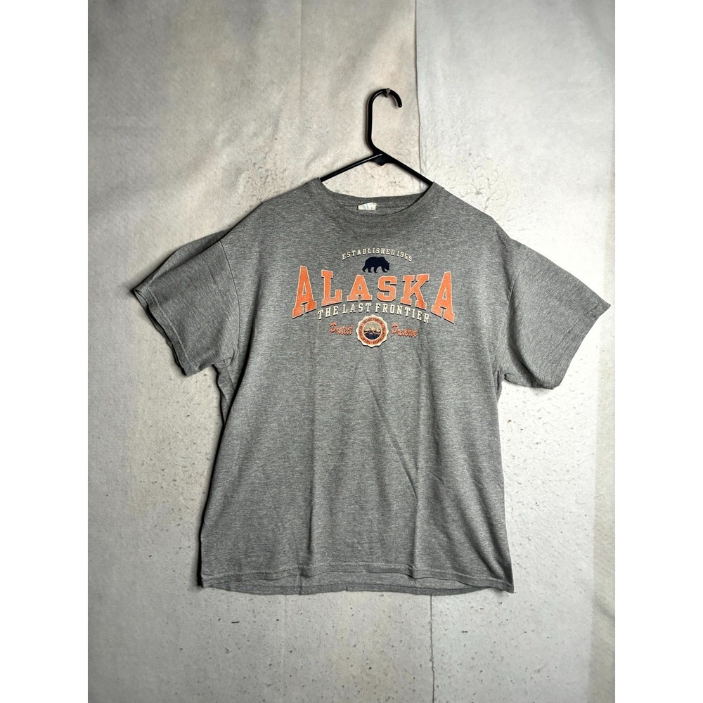 Vintage Delta Pro Weight T-Shirt Mens Gray Alaska Bear The Last Frontier Graphic